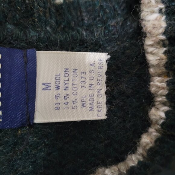 NEO Northeast Outfitters Sweater Mens Medium Wool Green Snowflakes Vintage - Picture 8 of 9